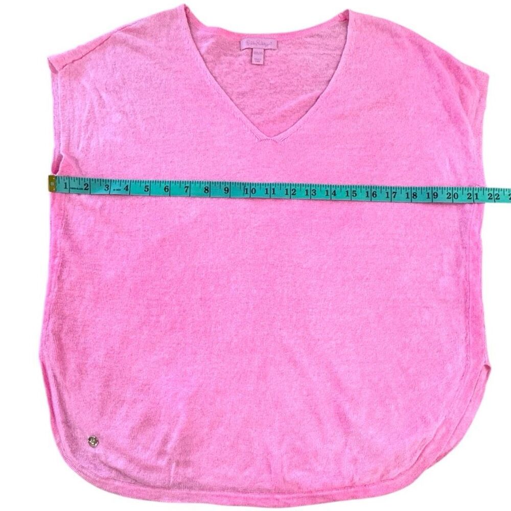 Lilly Pulitzer Women's Knit Short Cap Sleeve V-Neck Boxy Top Pink Size 2XS/XS - Picture 5 of 6